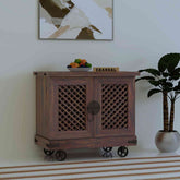 Monstro Solid Sheesham Wood Bar Trolley (Walnut Finish)